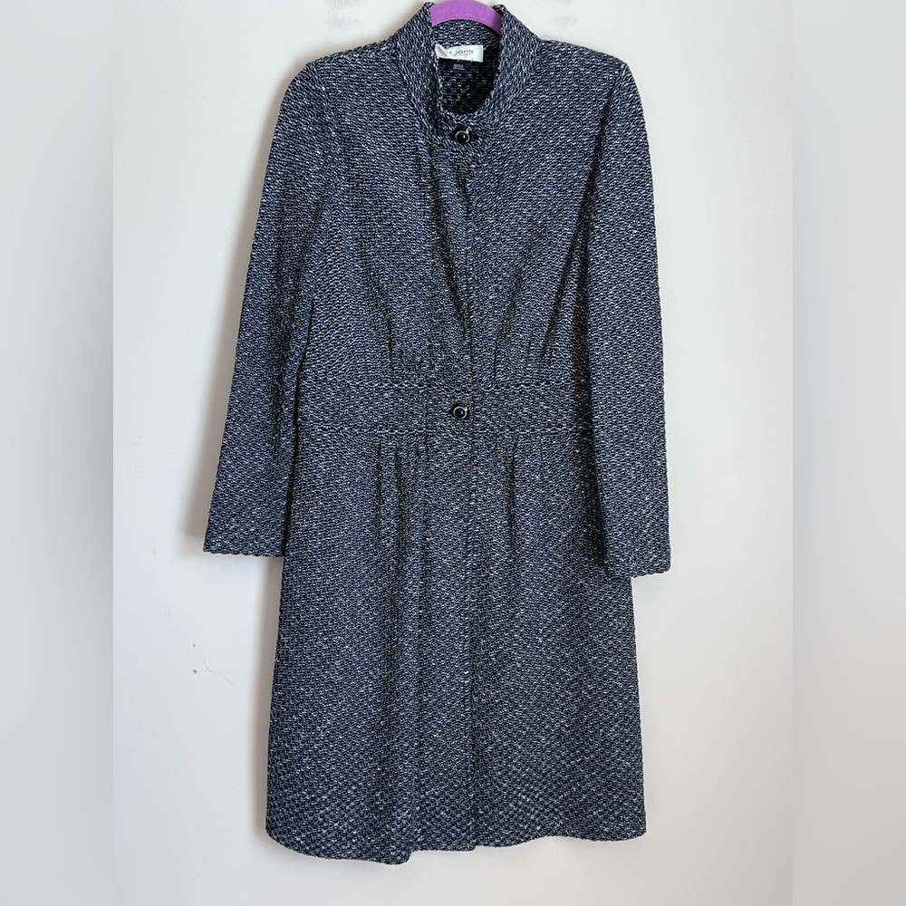 St John Collection Knit Black Jacket Zip Dress Buttons Collared
